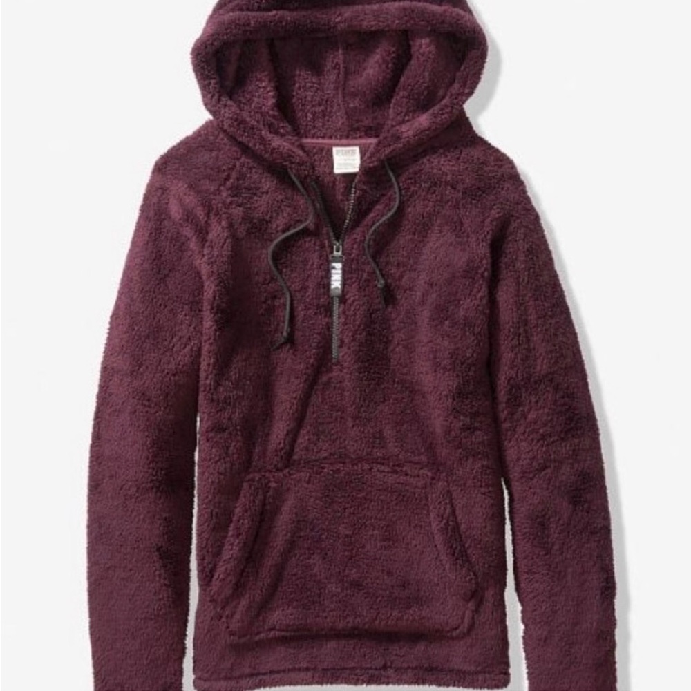 PINK Victoria's Secret Plush Burgundy Hoodie